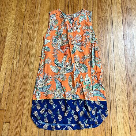 Beach Lunch Lounge Dresses & Skirts - Beach Lunch Lounge Dress Womens Medium Tropical Sundress Pineapple Orange